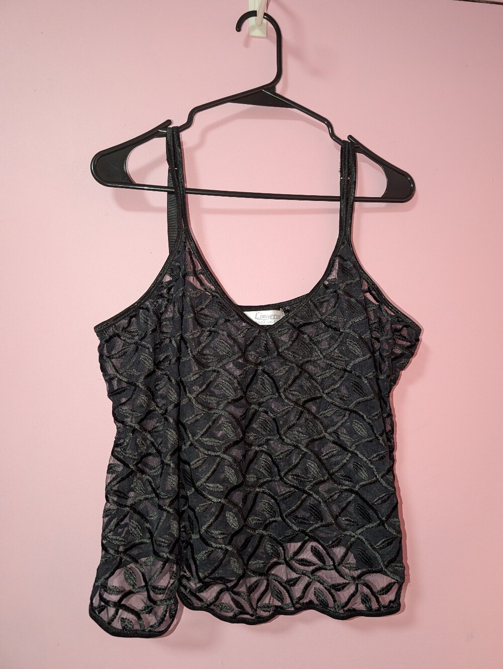 Vintage 90s Addition Elle Black Lace Embroidered Lingerie
